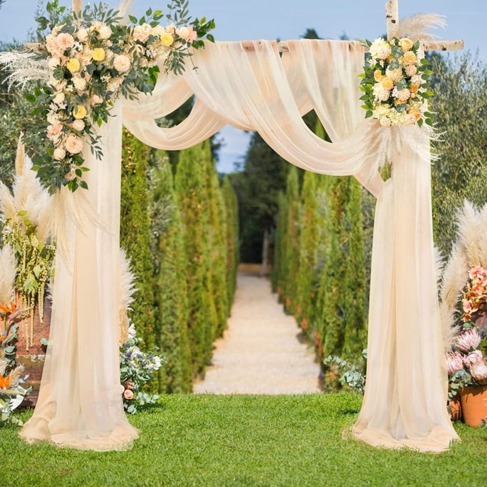 Wedding Arch Draping Fabric 29.5 Inch X 26.25Ft Sheer Curtain Drapes for Wedding Ceremony Arch Drapes Champagne