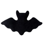 Happy Halloween Pillow Bat Shaped Throw Pillow Crystal Velvet Ghost Decorative Pillow Cute Pillow for Couch Sofa Bed Decoration, Ideal Gift for Adults Girls Boys, Black