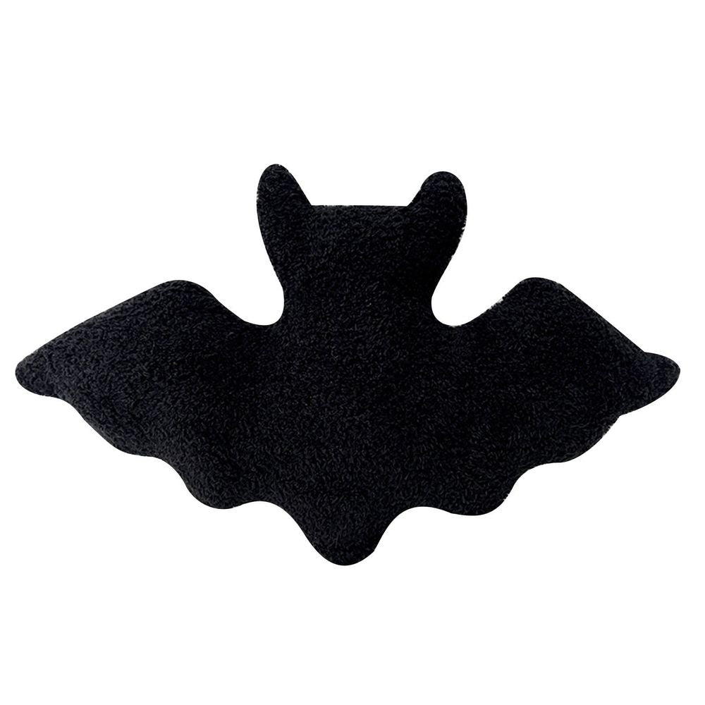 Happy Halloween Pillow Bat Shaped Throw Pillow Crystal Velvet Ghost Decorative Pillow Cute Pillow for Couch Sofa Bed Decoration, Ideal Gift for Adults Girls Boys, Black