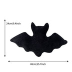 Happy Halloween Pillow Bat Shaped Throw Pillow Crystal Velvet Ghost Decorative Pillow Cute Pillow for Couch Sofa Bed Decoration, Ideal Gift for Adults Girls Boys, Black