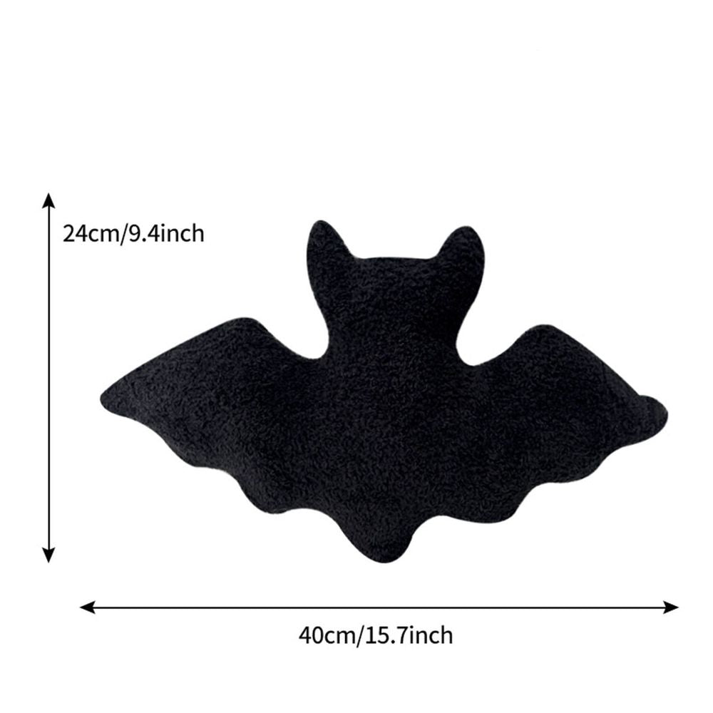 Happy Halloween Pillow Bat Shaped Throw Pillow Crystal Velvet Ghost Decorative Pillow Cute Pillow for Couch Sofa Bed Decoration, Ideal Gift for Adults Girls Boys, Black