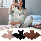 Happy Halloween Pillow Bat Shaped Throw Pillow Crystal Velvet Ghost Decorative Pillow Cute Pillow for Couch Sofa Bed Decoration, Ideal Gift for Adults Girls Boys, Black