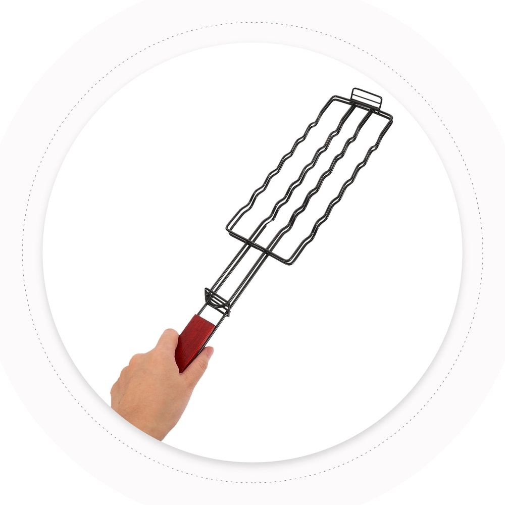 Outdoor Grill Basket with Non- Handle and Mesh for Grilling Sausages, Vegetables, and More