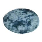 Tie-Dyed Navy Blue Round Rug, Ultra-Soft Plush Modern 2x2 Ft Circle Area Rug for Bedroom, Fluffy Shag Circular Rug for Living Room, Non-Slip Tie-Dyed Rug for Teen's Room Kid's Room