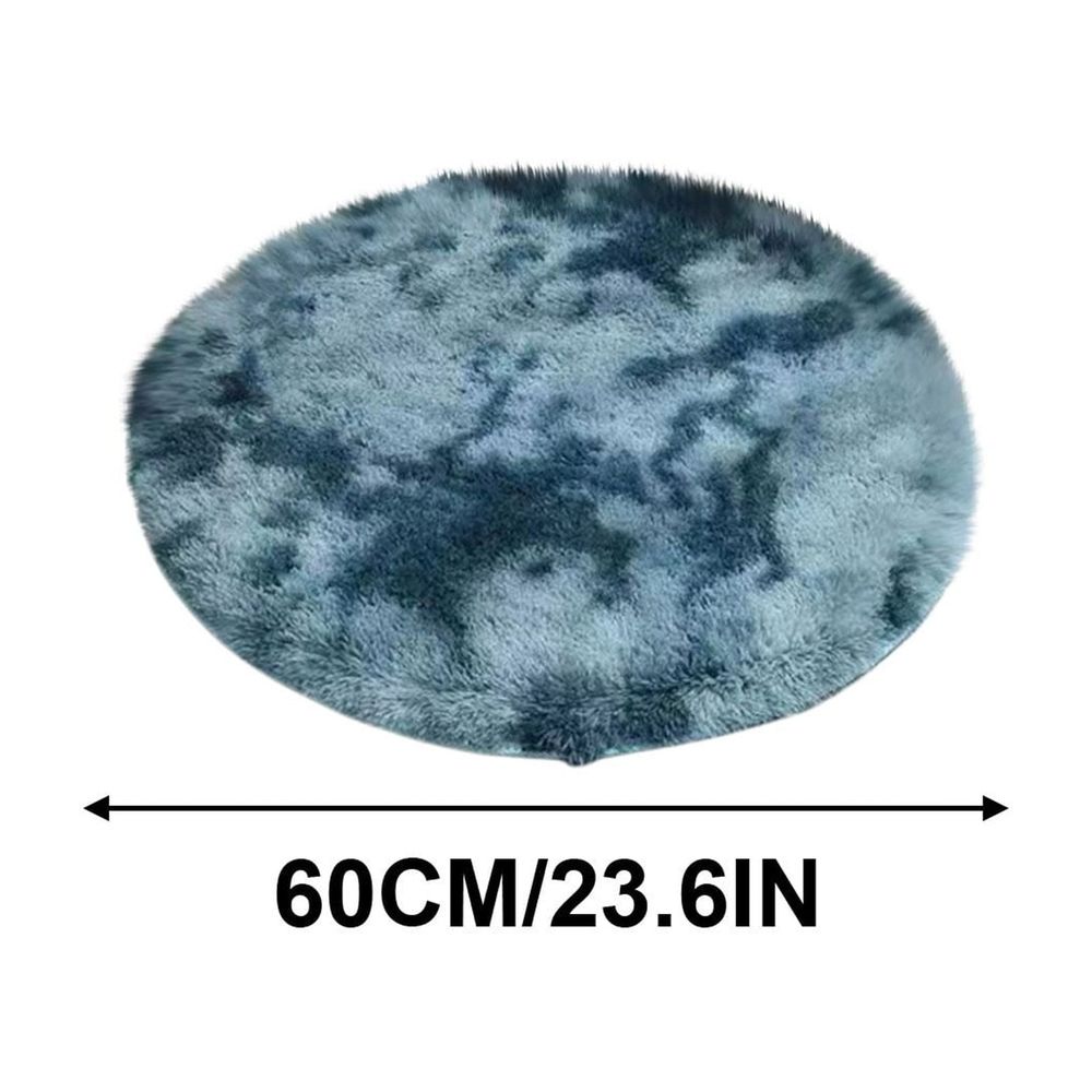 Tie-Dyed Navy Blue Round Rug, Ultra-Soft Plush Modern 2x2 Ft Circle Area Rug for Bedroom, Fluffy Shag Circular Rug for Living Room, Non-Slip Tie-Dyed Rug for Teen's Room Kid's Room
