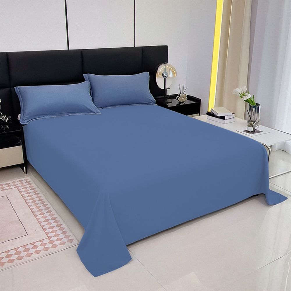 Simple Deluxe Queen Sheet Only, Deep Pocket Breathable & Cooling Bed Sheets, Easy Care Cotton Microfiber Bedsheets, Easy-Fit, Hotel Luxury Style Smooth Wrinkle Resistant Bedding, Blue