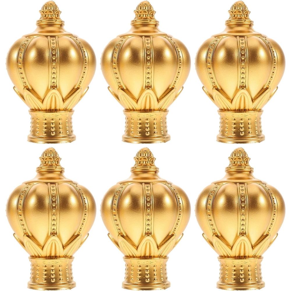 Acrylic Curtain Rod Finials 6 Pcs Golden for 26-28mm Window Rods