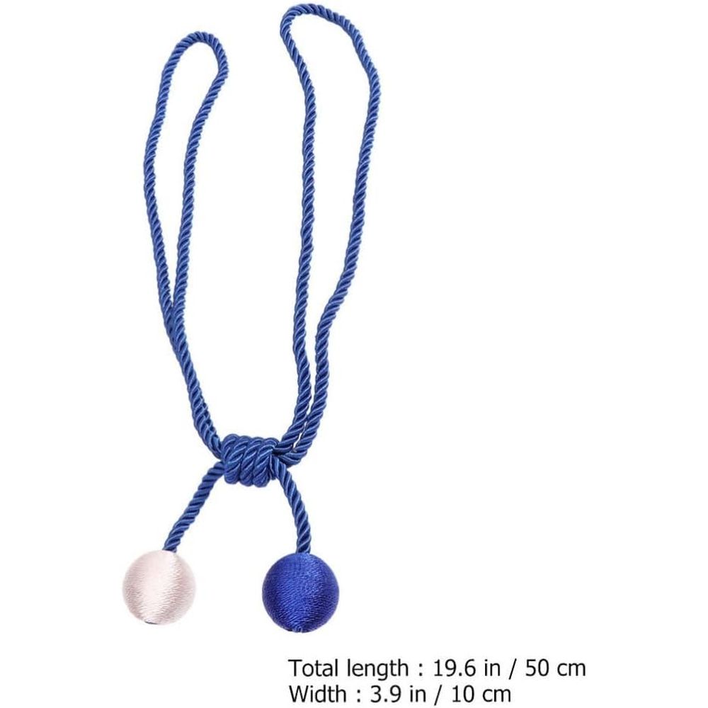 Blue Double Ball Curtain Tiebacks Polyester for Sheers Curtains