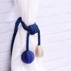 Blue Double Ball Curtain Tiebacks Polyester for Sheers Curtains