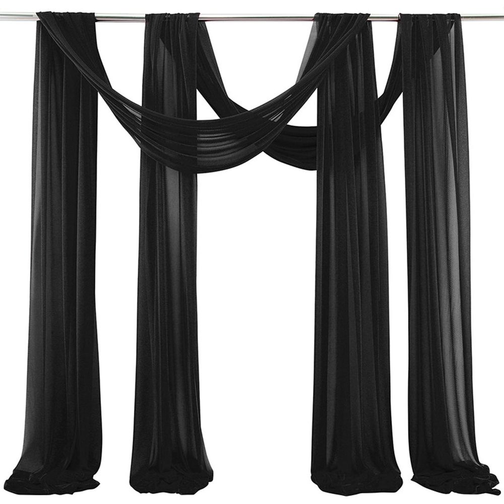 Red Sheer Window Scarf, 2 Pcs Red Sheer Window Scarf Curtains Valance, 216 inches Extra Long, Soft Textured Bed Canopy Scarf Curtains, Idea for Wedding Party Event Designs/Home Decor