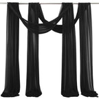 Red Sheer Window Scarf, 2 Pcs Red Sheer Window Scarf Curtains Valance, 216 inches Extra Long, Soft Textured Bed Canopy Scarf Curtains, Idea for Wedding Party Event Designs/Home Decor