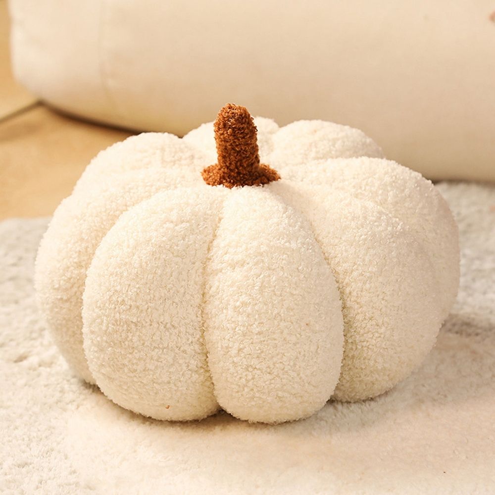 Pumpkin Pillows, Pumpkin Throw Pillow Plush Cushion, Simulated Pumpkin Pillow, Halloween Pumpkin Decorative Pillow, Ideal for Thanksgiving Fall Autumn Home Decor Party, (White, 7.87inch)