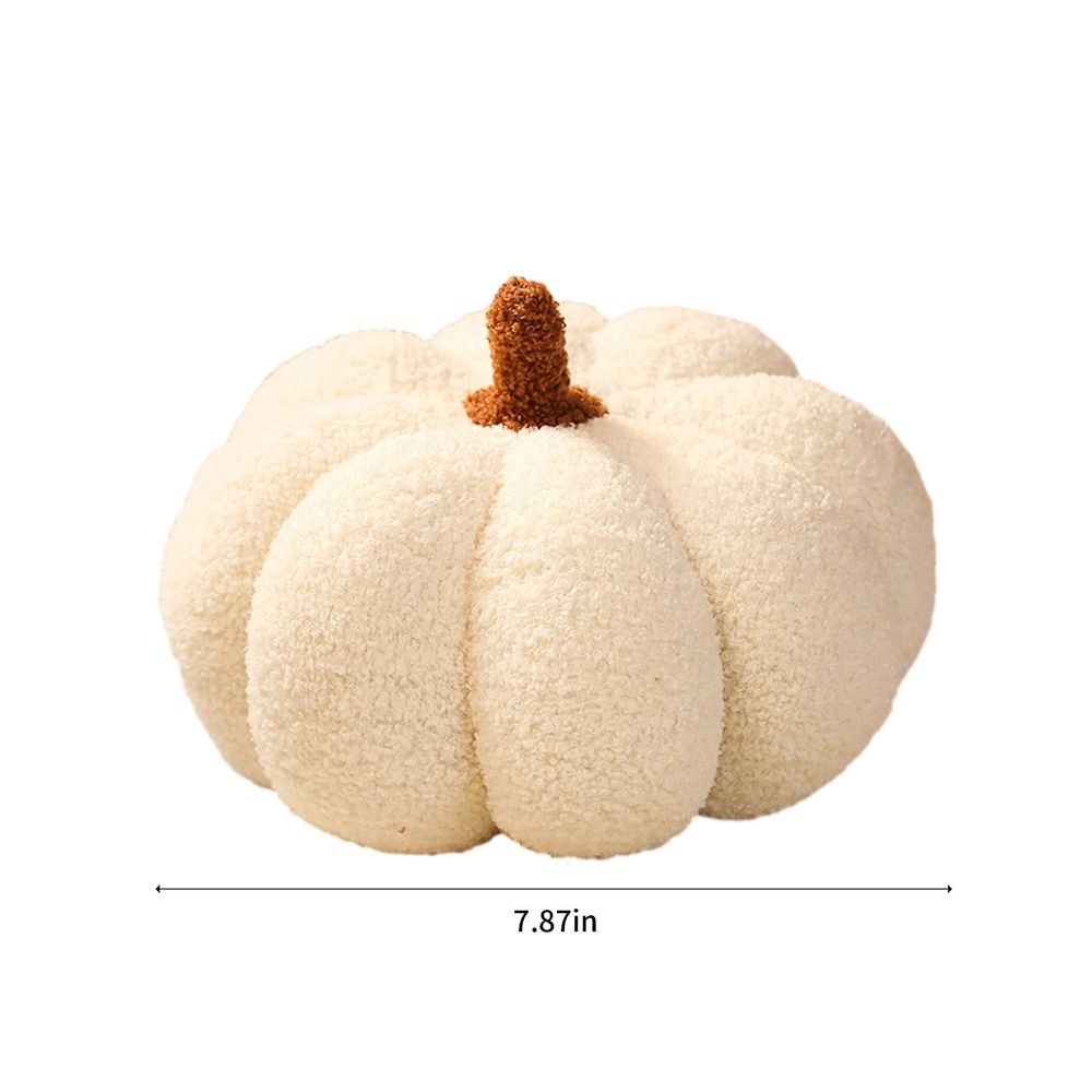 Pumpkin Pillows, Pumpkin Throw Pillow Plush Cushion, Simulated Pumpkin Pillow, Halloween Pumpkin Decorative Pillow, Ideal for Thanksgiving Fall Autumn Home Decor Party, (White, 7.87inch)