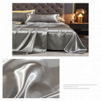 Queen Sheet Only, Soft Silky Smooth Satin Cooling Sheets, Easy-Fit Deep Pocket, Soft Microfiber Shrinkage Fade Resistant, Easy Care with 1 Flat Sheet, Queen Size (67" x 90.5"), Silver