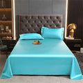 Queen Sheet Only, Soft Silky Smooth Satin Cooling Sheets, Easy-Fit Deep Pocket, Soft Microfiber Shrinkage Fade Resistant, Easy Care with 1 Flat Sheet, Queen Size (67" x 90.5"), Aqua