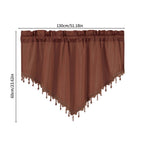 Beaded Sheer Triangle Valance Curtains, Rod Pocket Farmhouse Window Valance, Bead Trim Tassel Voile Curtain Valance, Ideal for Living Room Bedroom Bathroom Cafe Decor, 51x24 Inches, Coffee