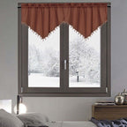 Beaded Sheer Triangle Valance Curtains, Rod Pocket Farmhouse Window Valance, Bead Trim Tassel Voile Curtain Valance, Ideal for Living Room Bedroom Bathroom Cafe Decor, 51x24 Inches, Coffee