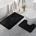 2 Pcs Bathroom Rugs, Leaves Bath Mat Toilet Mats, Soft Comfortable Non-Slip Bathroom Rug Set, Bath Mats for Bathroom, Machine Washable Bath Mat Bathroom Rug Sets, 20x31.5in, Dark Gray