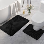 2 Pcs Bathroom Rugs, Leaves Bath Mat Toilet Mats, Soft Comfortable Non-Slip Bathroom Rug Set, Bath Mats for Bathroom, Machine Washable Bath Mat Bathroom Rug Sets, 20x31.5in, Dark Gray