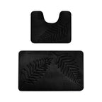 2 Pcs Bathroom Rugs, Leaves Bath Mat Toilet Mats, Soft Comfortable Non-Slip Bathroom Rug Set, Bath Mats for Bathroom, Machine Washable Bath Mat Bathroom Rug Sets, 20x31.5in, Dark Gray