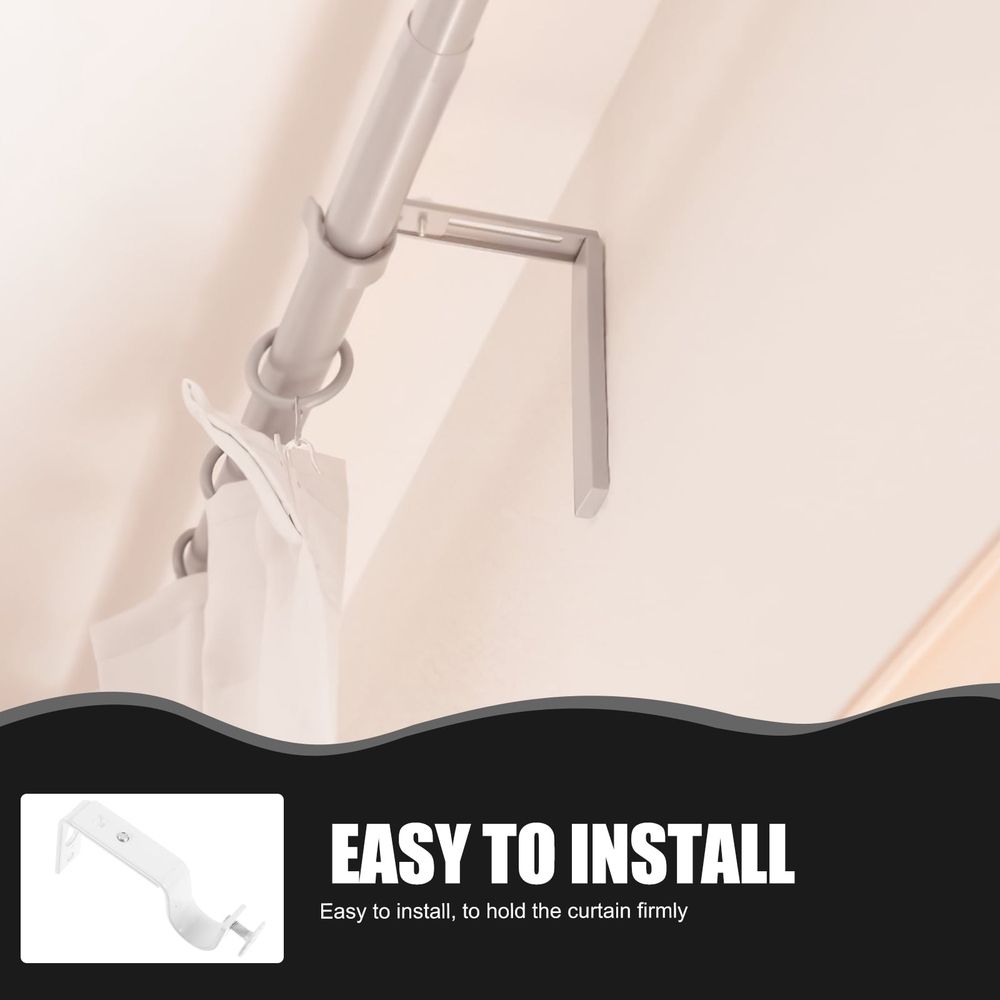 2-Pack Adjustable Curtain Rod Brackets for Wall Mount, White Drapery Rod Holders Fits 18-22mm Window Curtain Poles
