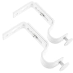 2-Pack Adjustable Curtain Rod Brackets for Wall Mount, White Drapery Rod Holders Fits 18-22mm Window Curtain Poles