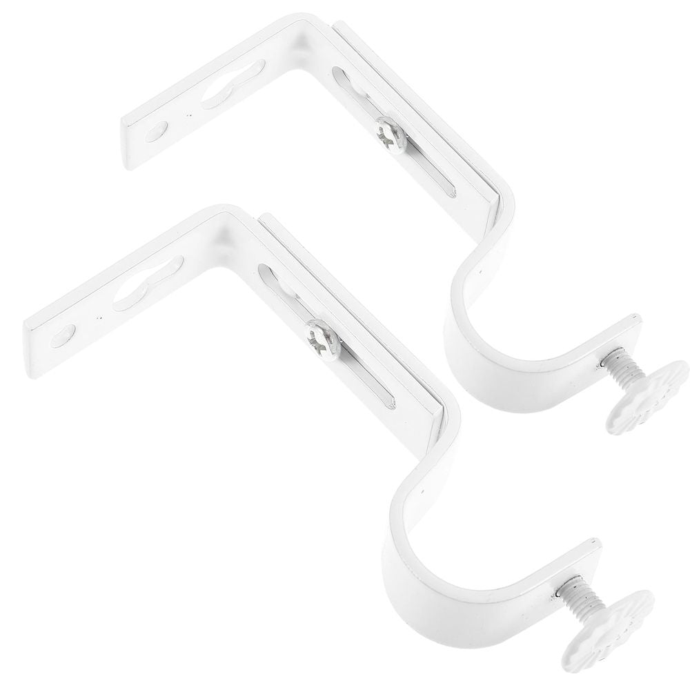 2-Pack Adjustable Curtain Rod Brackets for Wall Mount, White Drapery Rod Holders Fits 18-22mm Window Curtain Poles