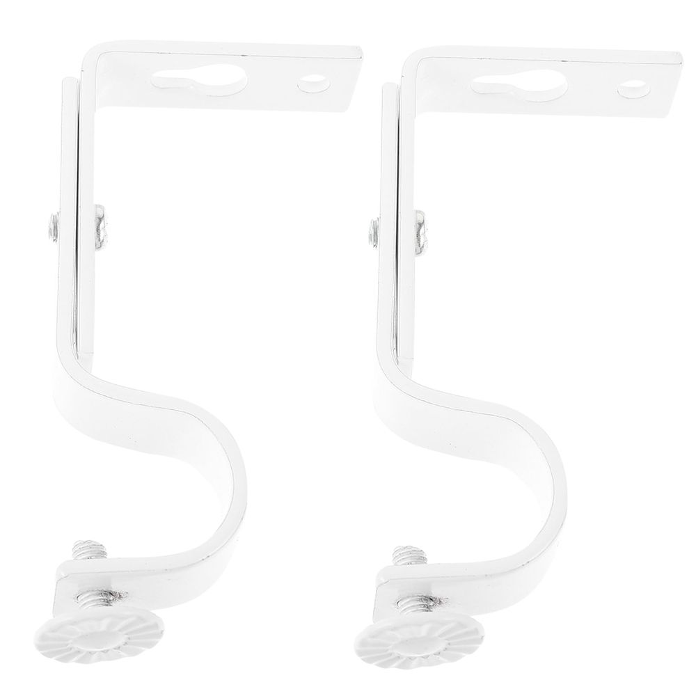 2-Pack Adjustable Curtain Rod Brackets for Wall Mount, White Drapery Rod Holders Fits 18-22mm Window Curtain Poles