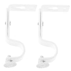 2-Pack Adjustable Curtain Rod Brackets for Wall Mount, White Drapery Rod Holders Fits 18-22mm Window Curtain Poles