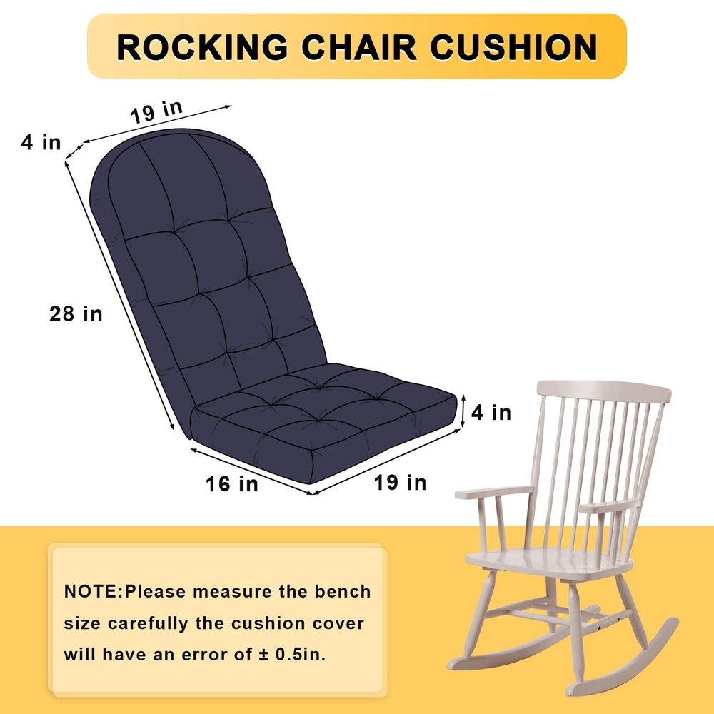 Cloud-Like High Back Rocking Chair Cushion, Deep Cushioning, Waterproof Fade-Resistant Fabric, Perfect for Indoor Outdoor Use, Ideal for Rocking Chairs and Patios