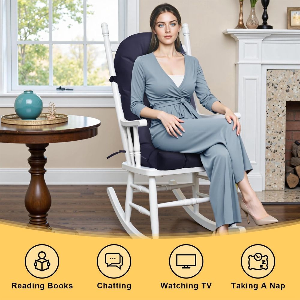 Cloud-Like High Back Rocking Chair Cushion, Deep Cushioning, Waterproof Fade-Resistant Fabric, Perfect for Indoor Outdoor Use, Ideal for Rocking Chairs and Patios