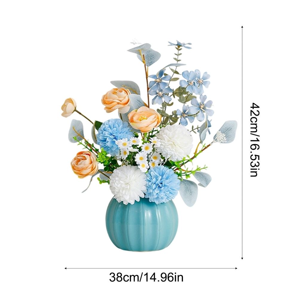 Artificial Flower Arrangement, Silk Floral Bouquet In Ceramic Vase, Realistic Handcrafted Petals Ready To Display, Low Maintenance Potted Plant Decor For Living Room Dining Room