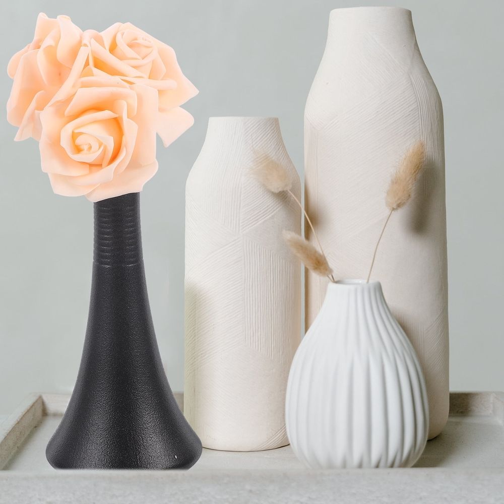Black Ceramic Vase with Simple Design for Stylish Home Decor and Versatile Storage Solutions