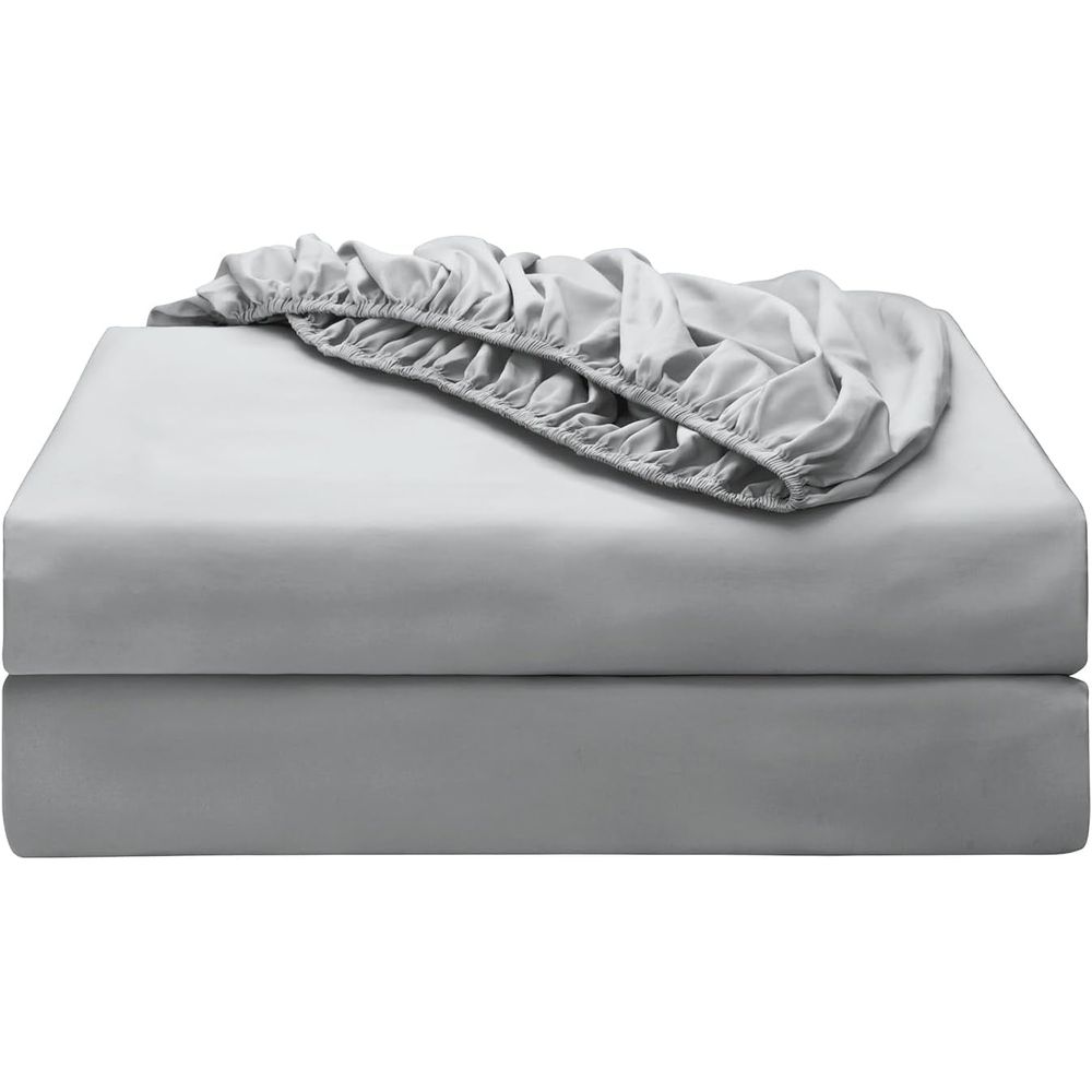 2-Pack Pure Cotton Fitted Sheet Twin Size, 600 Thread Count 16" Deep Pocket Egyptian Cotton Fitted Sheet (2pcs, Twin, Dark Grey)