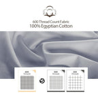 2-Pack Pure Cotton Fitted Sheet Twin Size, 600 Thread Count 16" Deep Pocket Egyptian Cotton Fitted Sheet (2pcs, Twin, Dark Grey)