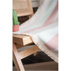 Farmhouse Blackout Curtains，Contrasting Stripes Cotton Linen Curtains, with White Tassel Rod Pocket Curtains, Living Room Bedroom Dining Room