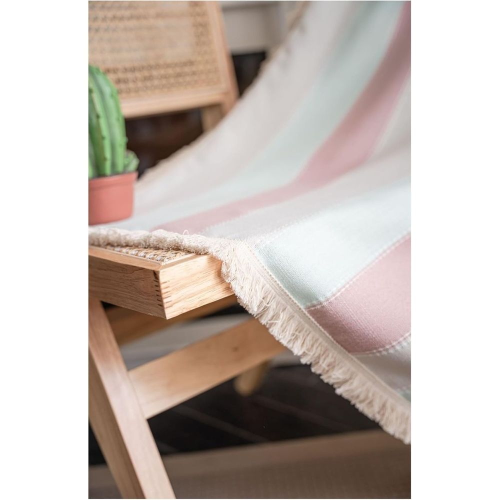 Farmhouse Blackout Curtains，Contrasting Stripes Cotton Linen Curtains, with White Tassel Rod Pocket Curtains, Living Room Bedroom Dining Room