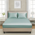 King Satin Fitted Sheet Black - Silky Smooth Breathable Bottom Sheet, Hotel-Quality