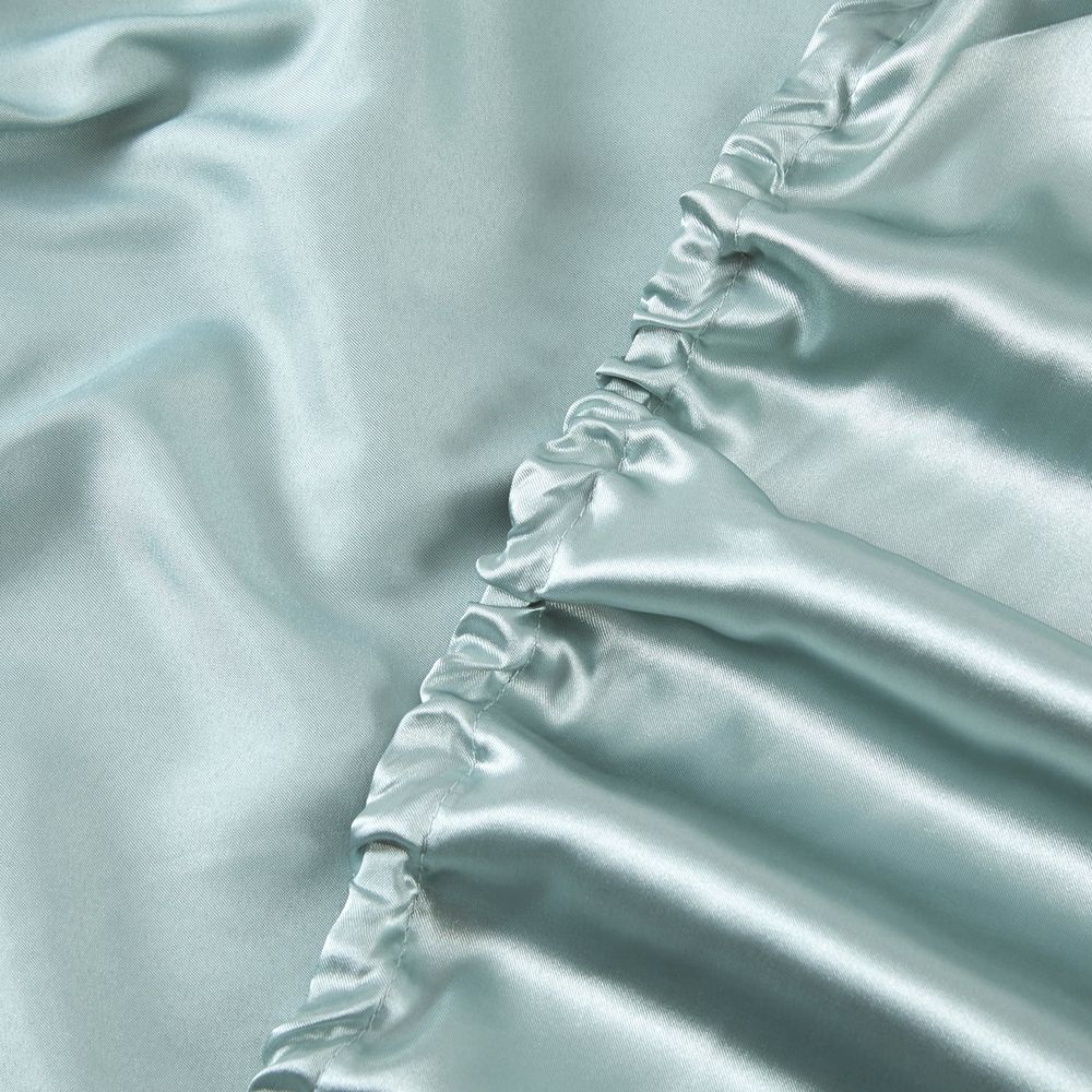 King Satin Fitted Sheet Black - Silky Smooth Breathable Bottom Sheet, Hotel-Quality