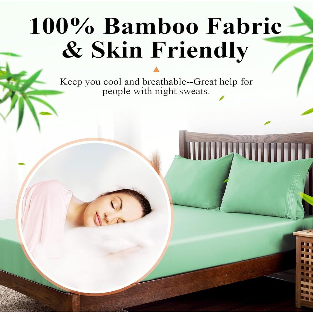 Shunjie.Home Bamboo Fitted Sheet Only Full Size, 400 Thread Count, 16" Deep, Super Soft, Beige