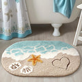 Beach Bathroom Rugs Coastal Seashell Bath Mat Funny Extra Soft Tufted Quick Dry Bath Mats for Bathroom Ocean Wave Starfish Decor Carpet Shower Non Slip Bath Rug