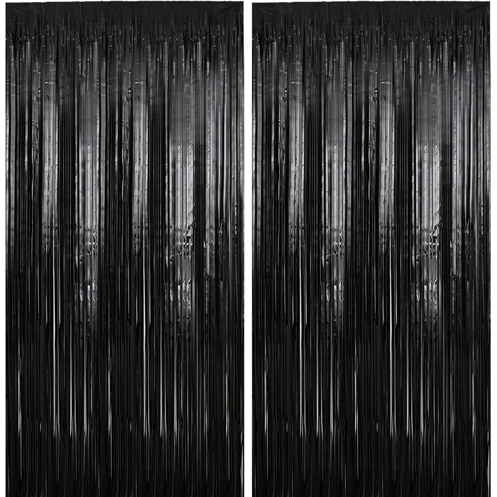 2 Pack Pink Metallic Tinsel Foil Fringe Curtains, Doorway Window Curtain for Photo Backdrop Baby Shower Wedding Birthday Party Decor