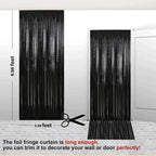 2 Pack Pink Metallic Tinsel Foil Fringe Curtains, Doorway Window Curtain for Photo Backdrop Baby Shower Wedding Birthday Party Decor