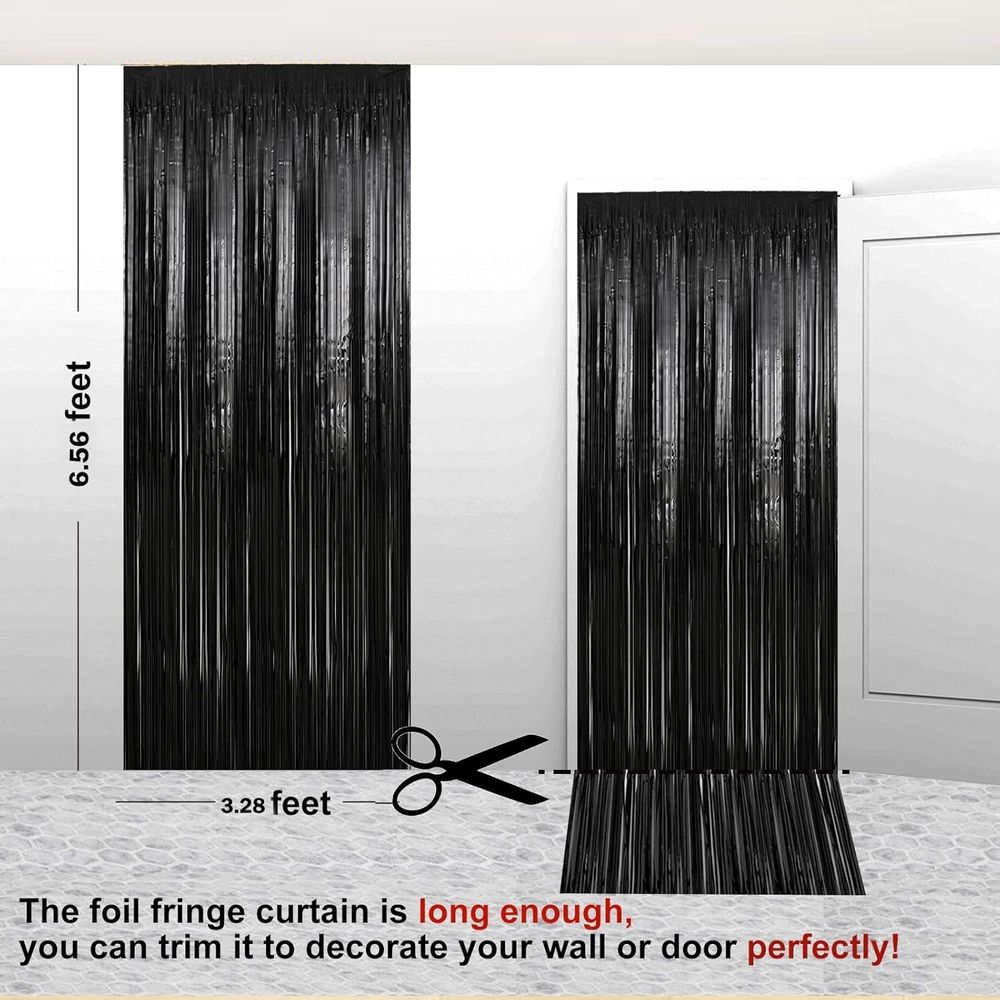 2 Pack Pink Metallic Tinsel Foil Fringe Curtains, Doorway Window Curtain for Photo Backdrop Baby Shower Wedding Birthday Party Decor