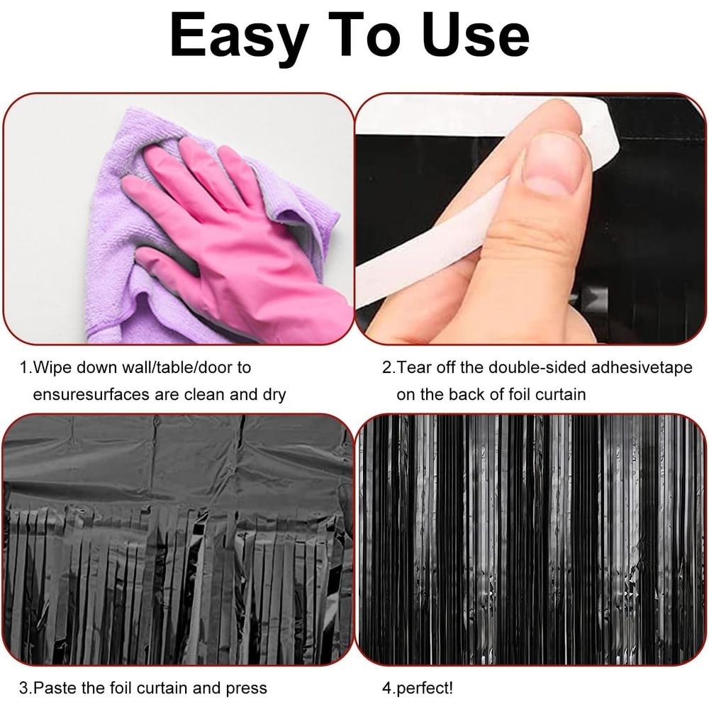2 Pack Pink Metallic Tinsel Foil Fringe Curtains, Doorway Window Curtain for Photo Backdrop Baby Shower Wedding Birthday Party Decor