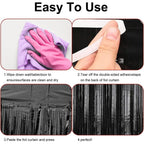 2 Pack Pink Metallic Tinsel Foil Fringe Curtains, Doorway Window Curtain for Photo Backdrop Baby Shower Wedding Birthday Party Decor