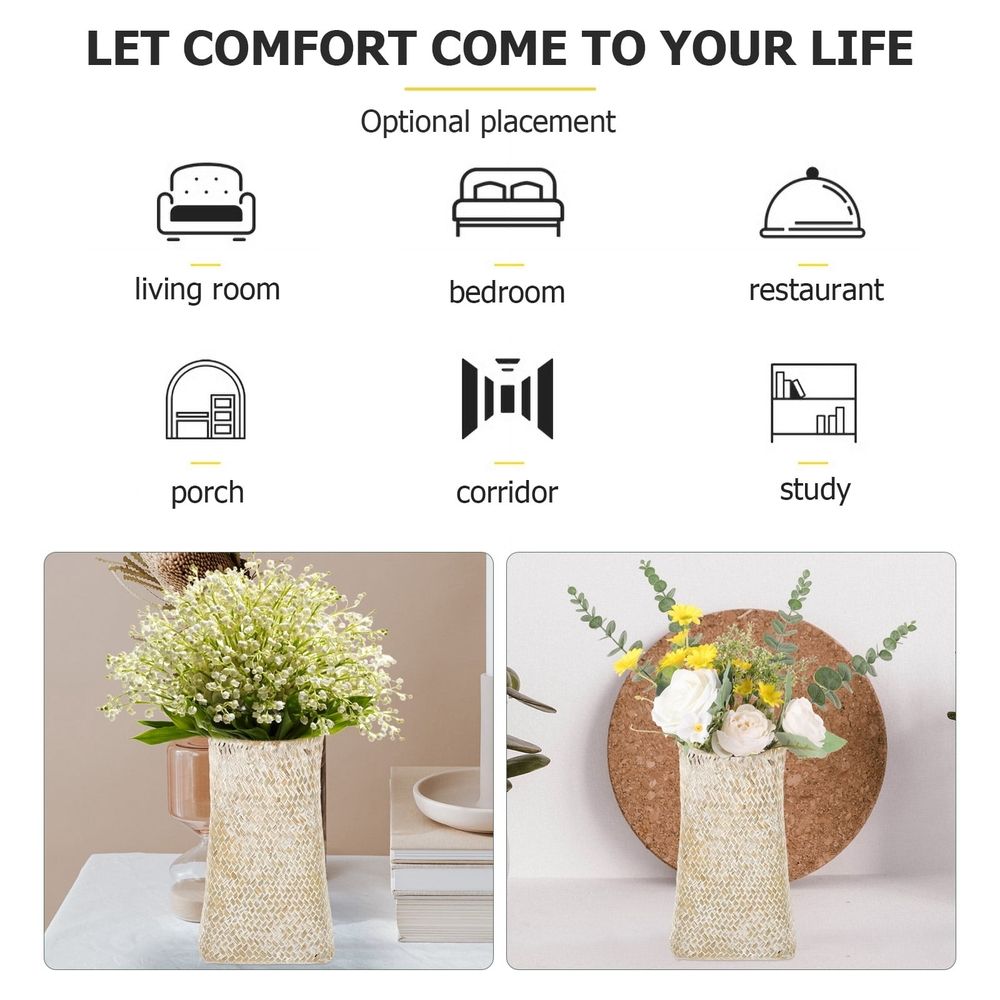 Handmade Ivory Woven Vase for Home and Office Art Decoration