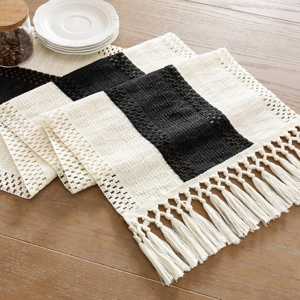 72 Inches Long Table Runner for Home Decor Farmhouse Style Table Runner with Tassels for Party Bohemian Rustic Bridal Shower Dining Decor (12x72 Inches)