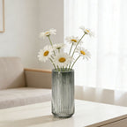 Modern Vertical Ribbed Glass Cylinder Vase – Stylish Home Decor Centerpiece for Living Room, Table, Desk or Entryway, Ideal for Fresh Flowers, Hydroponic Green Plants, Candles, Housewarming Gift, C