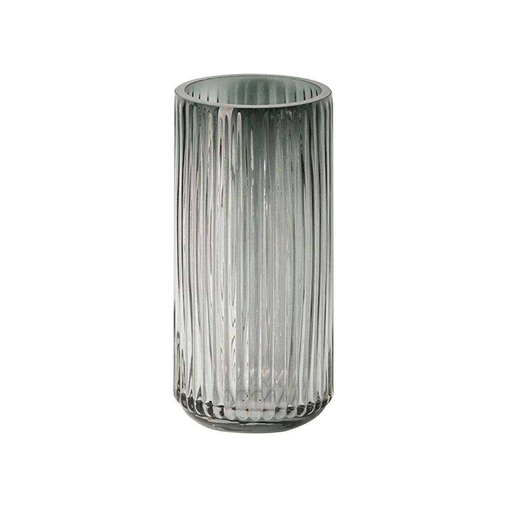 Modern Vertical Ribbed Glass Cylinder Vase – Stylish Home Decor Centerpiece for Living Room, Table, Desk or Entryway, Ideal for Fresh Flowers, Hydroponic Green Plants, Candles, Housewarming Gift, C